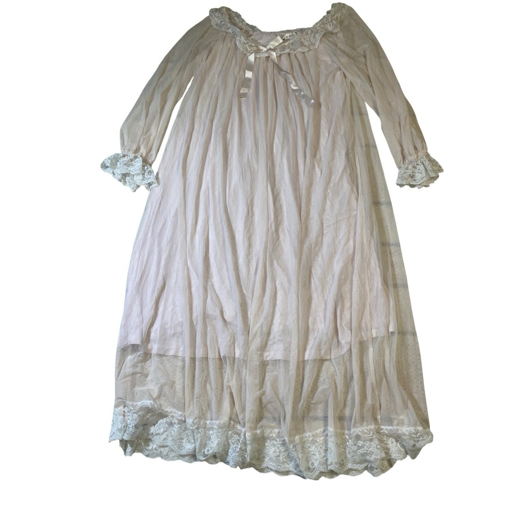 Princess S Princess 2 Nightgown Pink Cotton Mesh Lace Victorian Cottagecore XL